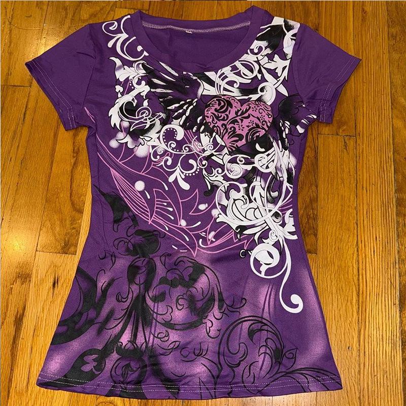 2026 Women's Dark Gothic Short-Sleeve Top with Letter Print - Summer Street Punk Style