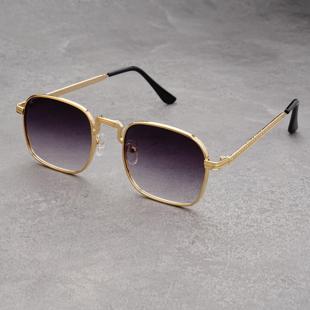 Vintage Square Sunglasses Men New Fashion Metal Rim Multi-color Decor Shades Women Trendy Luxury Brand Design Sun Glasses