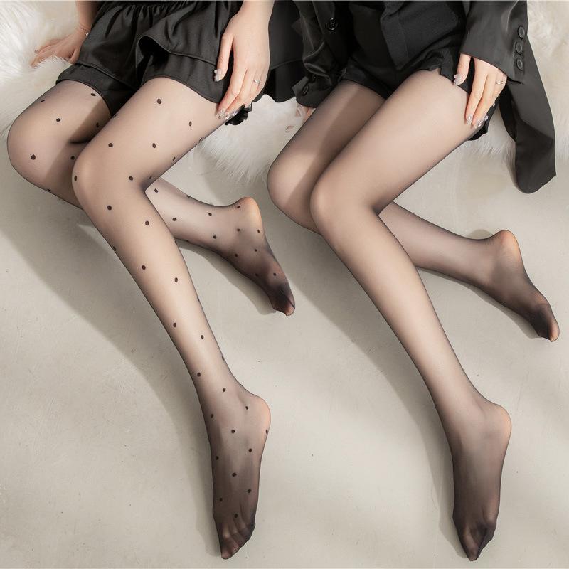 Spring and Autumn Ultra-thin0D Polka Dot Black Pantyhose for Women, Anti-Snag, Durable, Non-Slip Crotch, Sexy Nightclub Stockings