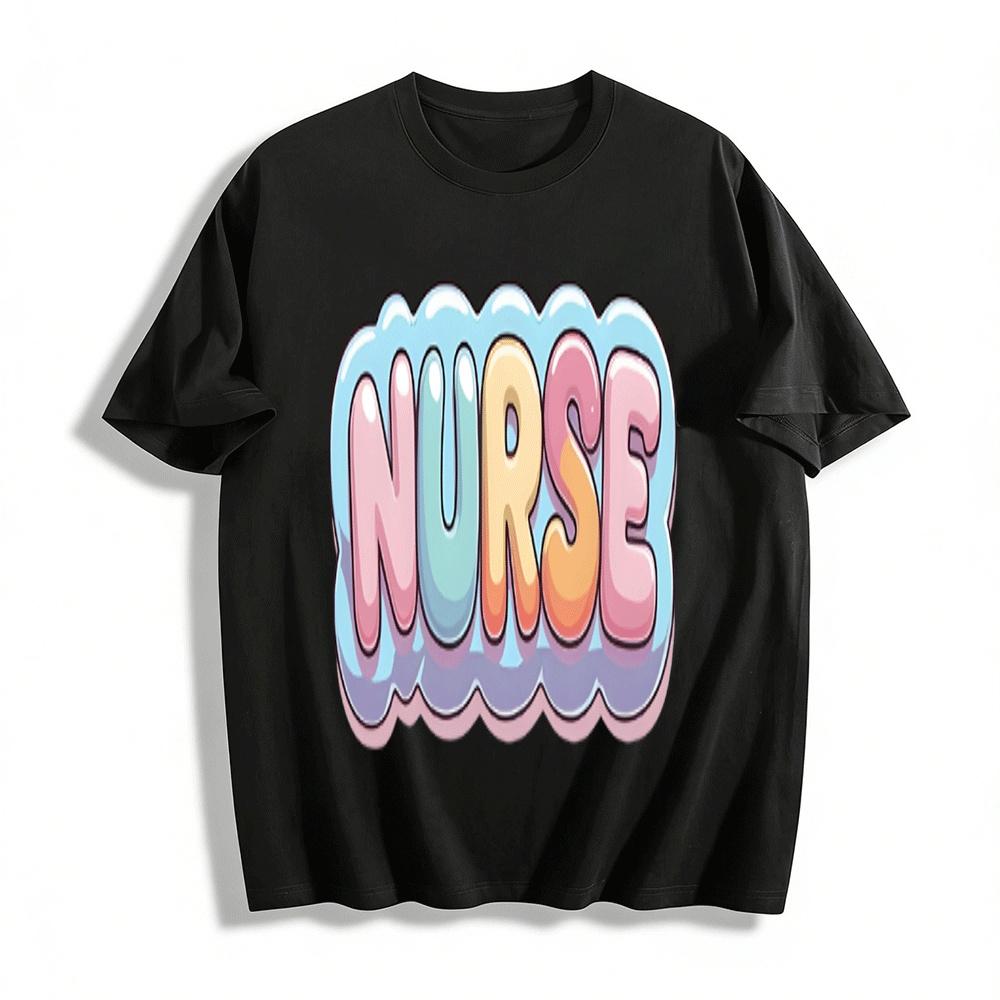

Cute NURSE Letter Print Casual Top Women s Daily Comfort T-Shirt Pure cotton T-shirt XXS