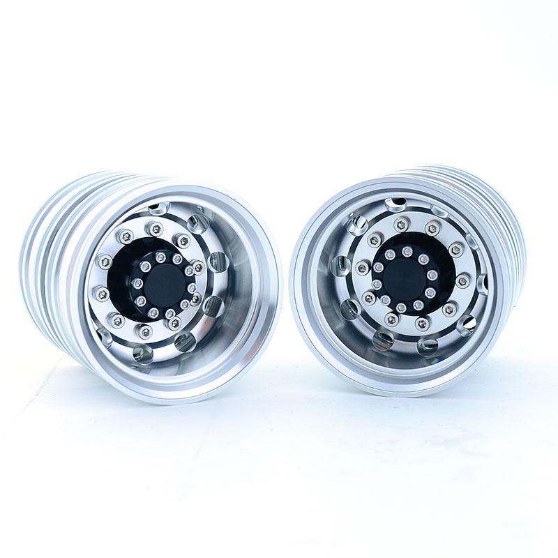 2pcs Aluminum Alloy Rear Wheel Hub Rim for 1/14 Tamiya RC Dump Truck SCANIA 770S R620 VOLVO BENZ Arocs MAN LESU Car Accessories