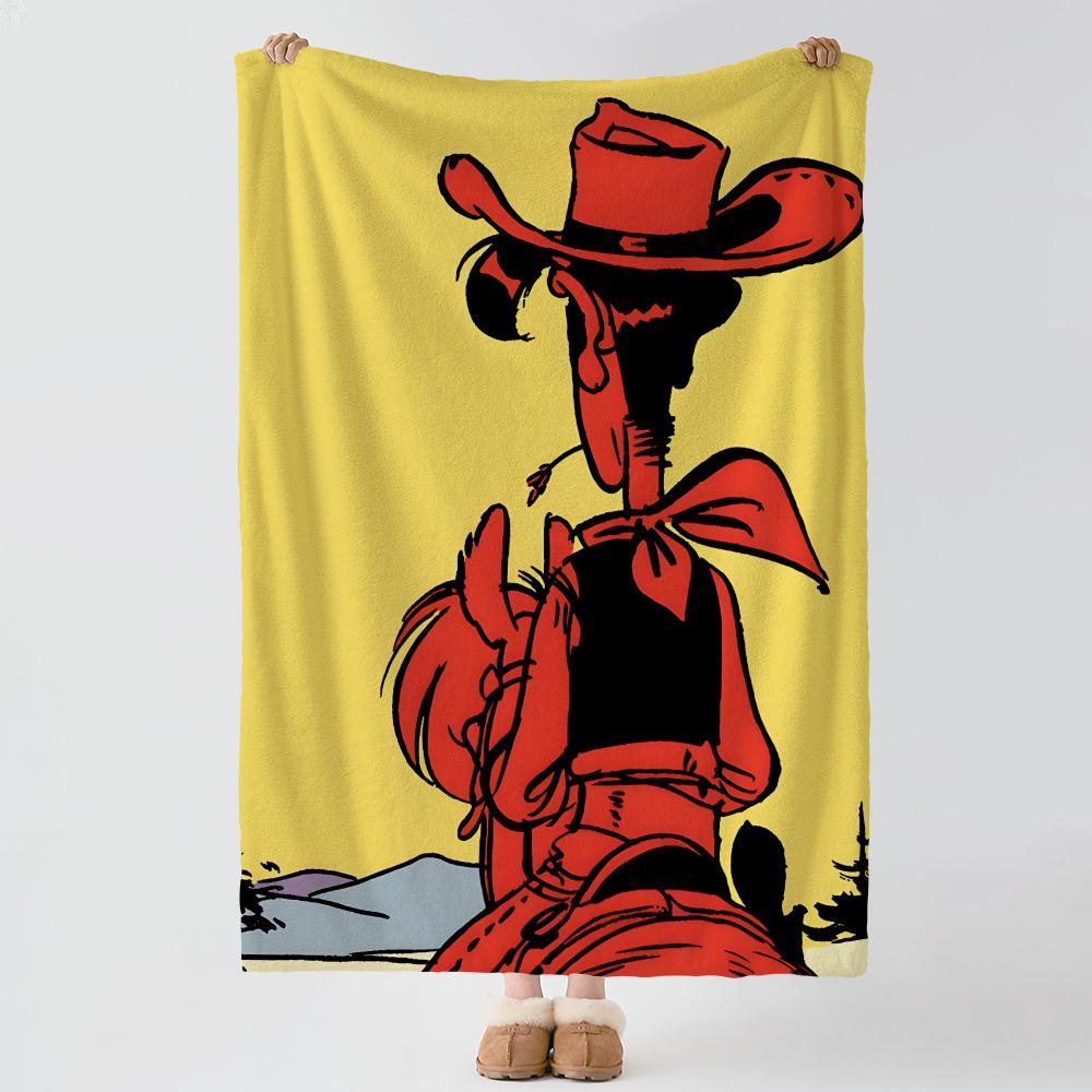 Cartoon L-Lucky Luke-e Throw Thick Comfort Flannel Quilt, Multi-scene Use Indoor Outdoor Daily Nap