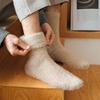 Autumn Winter Imitation Mink Fleece Middle Tube Socks Men's Solid Soft Plush Thickened Warm Socks Home Sleep Floor Socks For Men