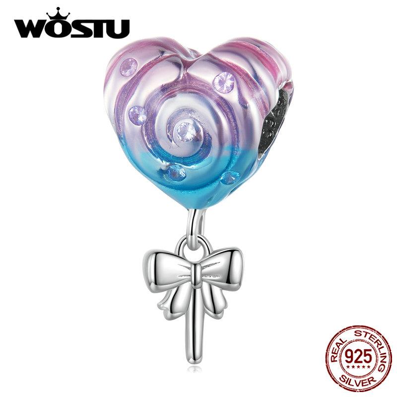 

WOSTU стерлингового серебра 925 пробы Радуга леденец бусина Шарм подходит для самостоятельного изготовления женских браслетов и ювелирных изделий 925 silver