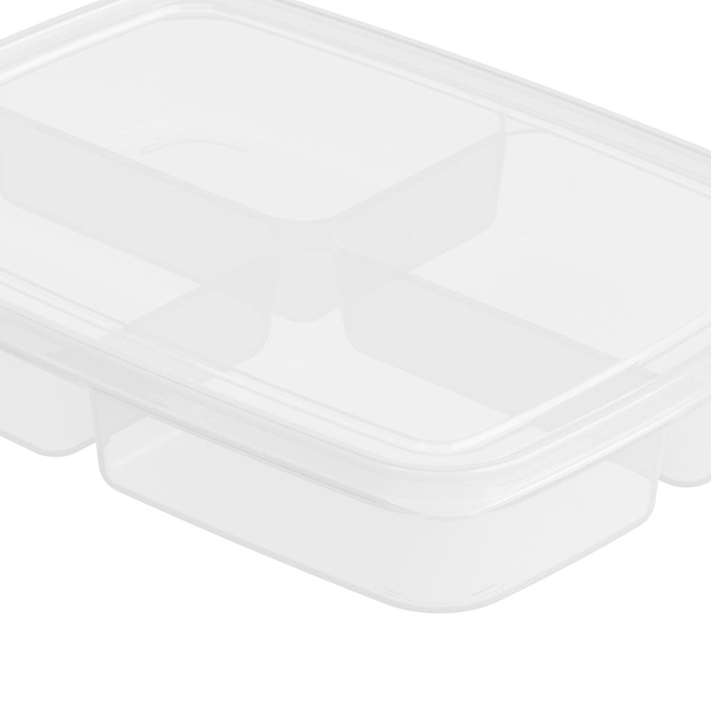 Divided Food Organizer Box PP 4 Compartment Refrigerator Food Storage Freshness Keeper Box for