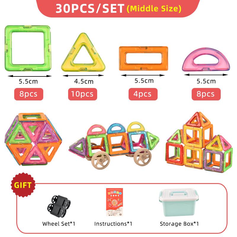 Medium Magnetic Tile Set: Large Particle Building Blocks for Children's Cognitive Education