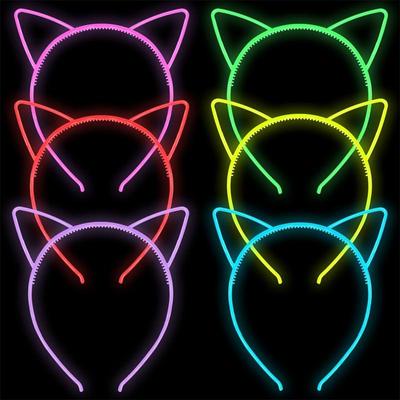 6 Stück gemischte Farben, die im Dunkeln leuchten, Stirnbänder, leuchtendes Haarband für Mädchen, Party, Halloween, Weihnachtsdekorationen