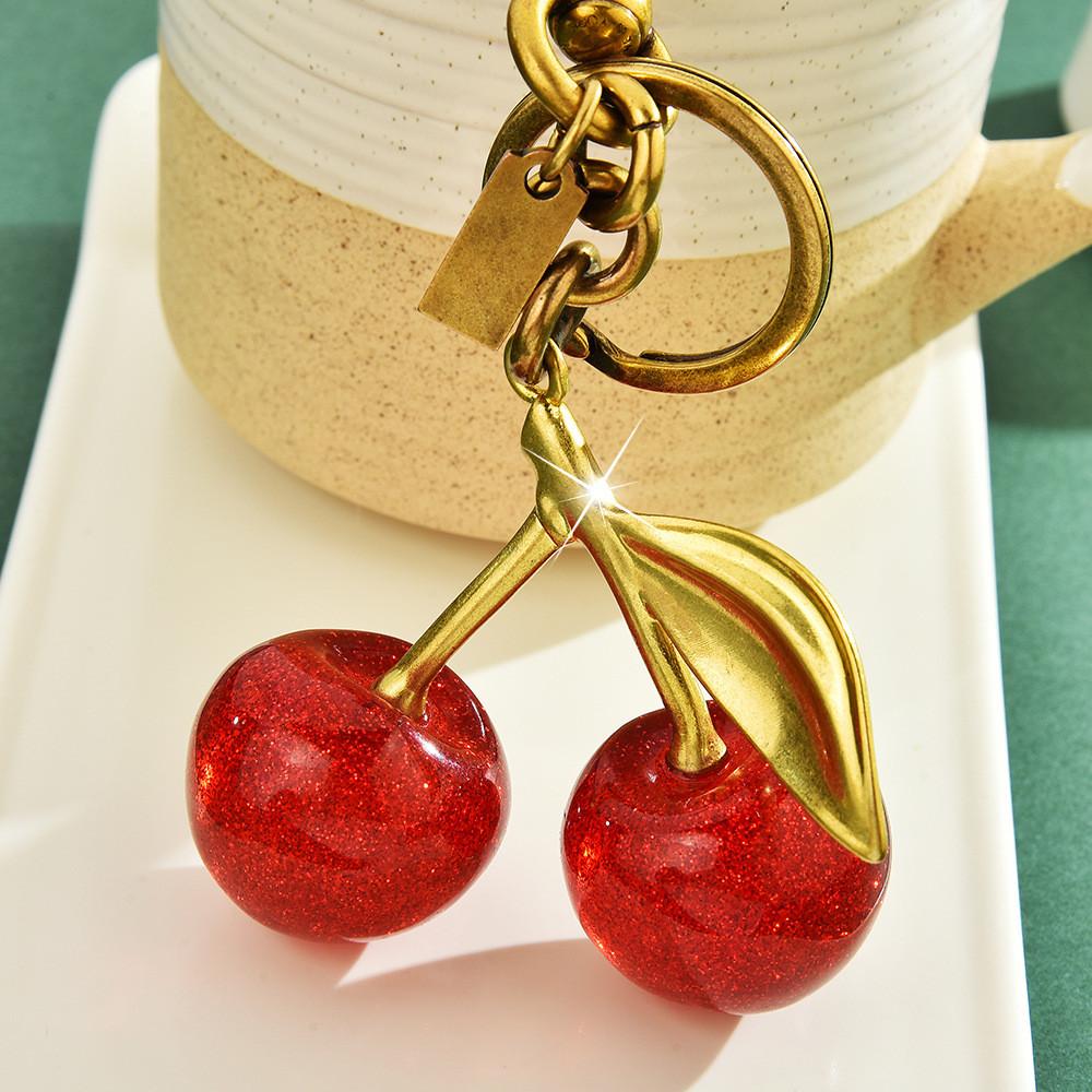 Cute Cherry Keychain With Resin Material For Bag And Car Key Decor Fall