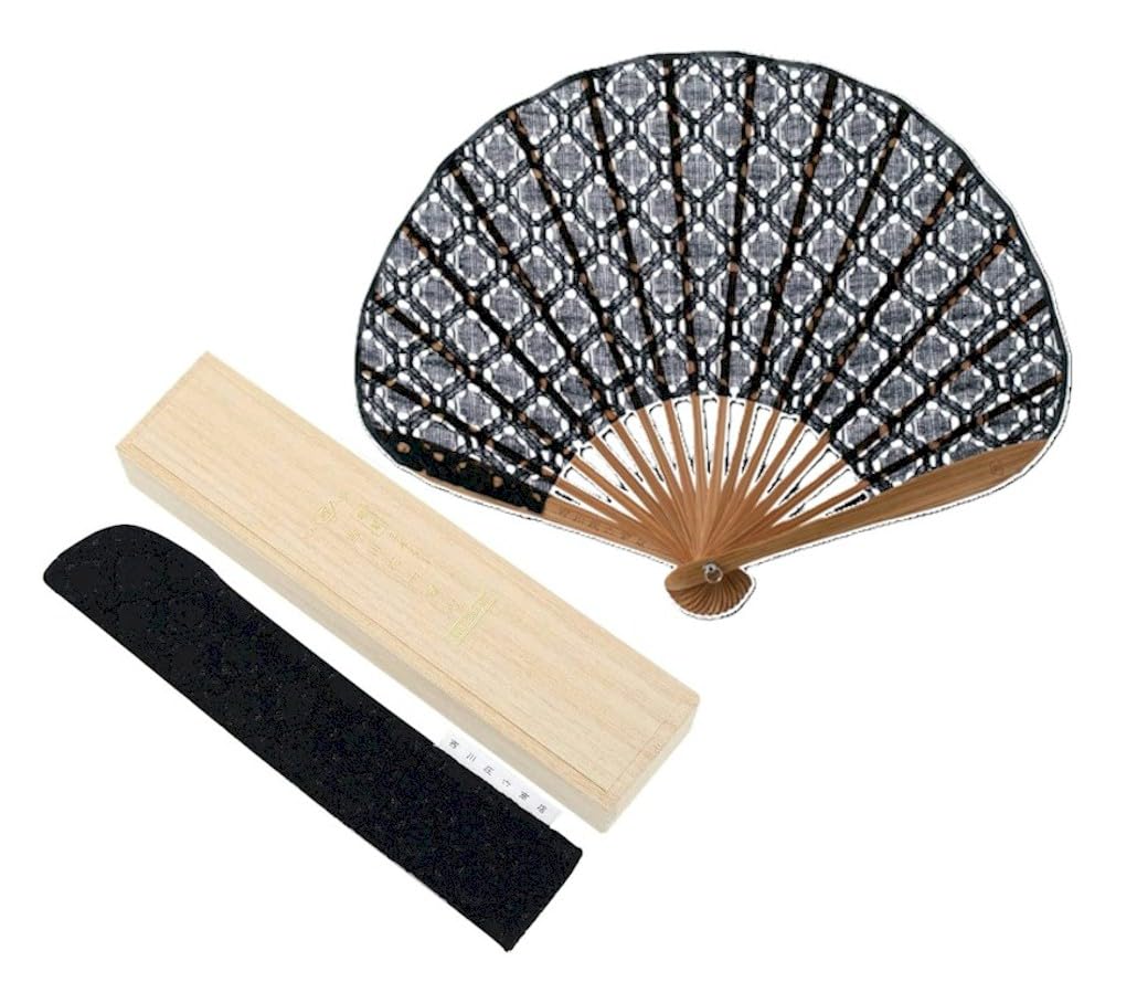 

Чёрный складной веер Nishikawa Shouroku, поставляется в коробке из дерева павловнии, с веером - идеальный подарок на день для женщин, кружево Shoten s, мешочек, для мамы