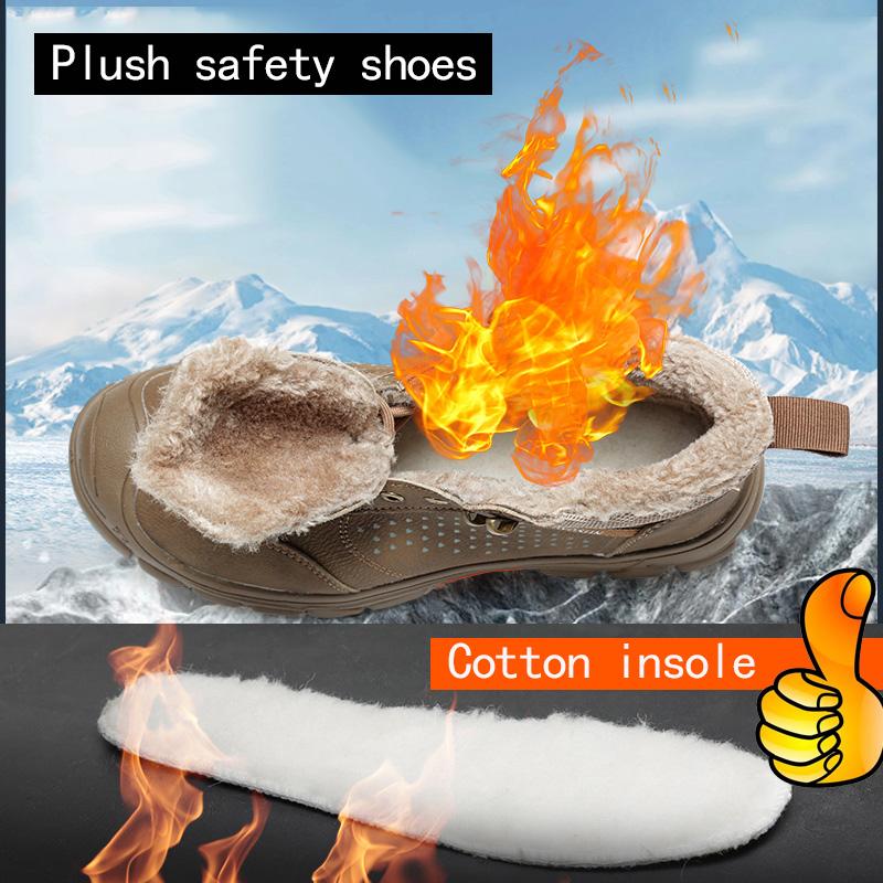 New Winter Thickened Wool Work Safety Shoes For Men Steel Toe Cap Work Boots Non Slip Security Shoes Male Snow Boots