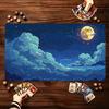 Moonlit Ocean Waves Pattern Game Playmat Non Slip Rubber Smooth Extended Table Mat For Trading Card Game Board Game Enthusiasts