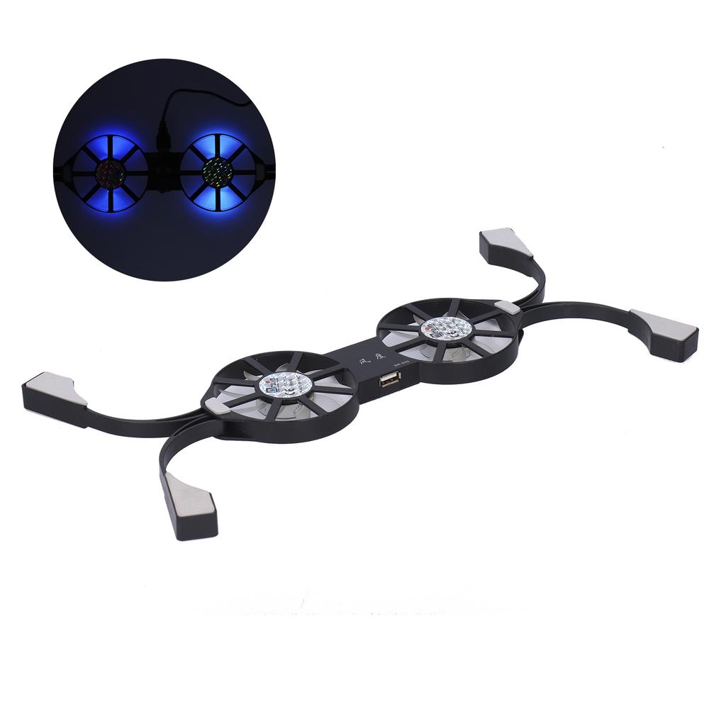 4Color Laptop Cooling Pad Foldable Notebook Cooler DualFan Large Air Volume Radiator Heat Sink(Black )