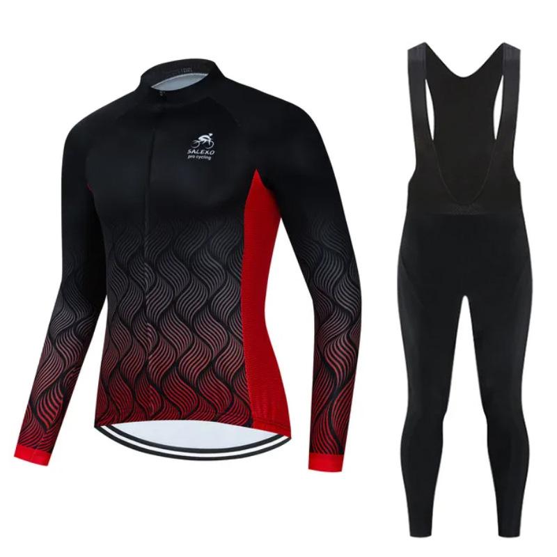 2026 Autumn Velvet Thin Cycling Suit Cycling Suit Bicycle Spring and Women's Long-sleeved Suit Quick-drying Breathable Sunscreen Overalls Trousers