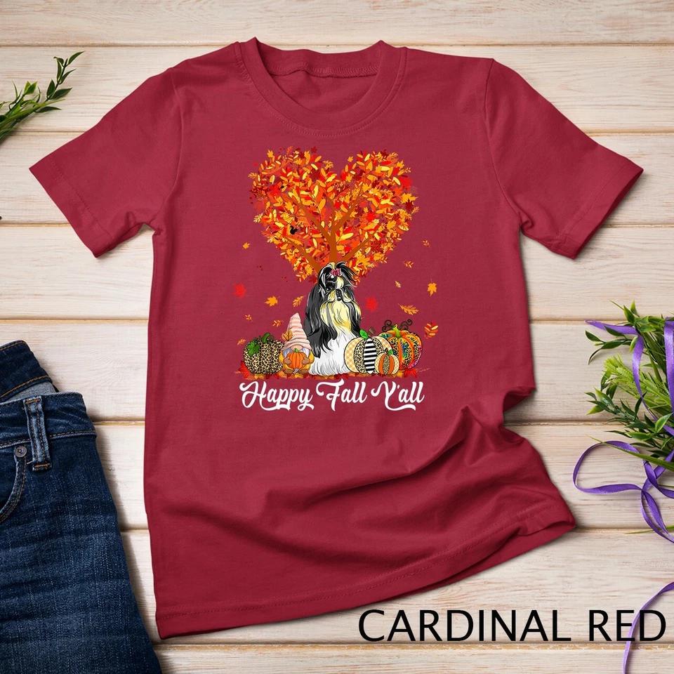 Happy Fall Y all Funny Shih Tzu Autumn Pumpkins Unisex T-shirt 4 3XL
