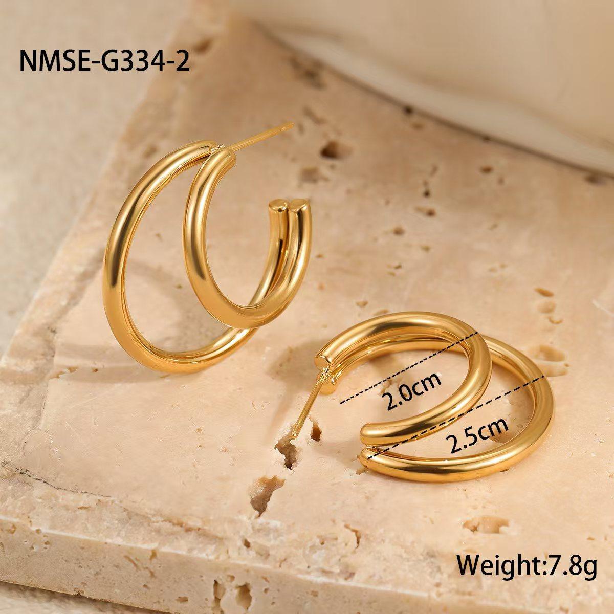 GEMCHIC Women s Minimalist Double-Layer C-Shape Earrings Titanium Steel Stainless Steel Geometric Hoop Earrings for Daily Life