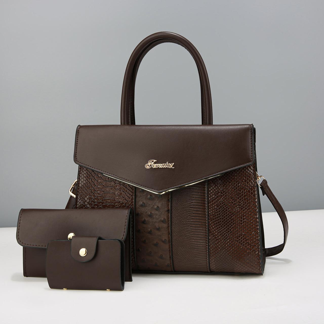 

Bag Women s Bag Three-piece Set Mother and Child Bag Textured Splicing Handbag Large Capacity 31*13*24