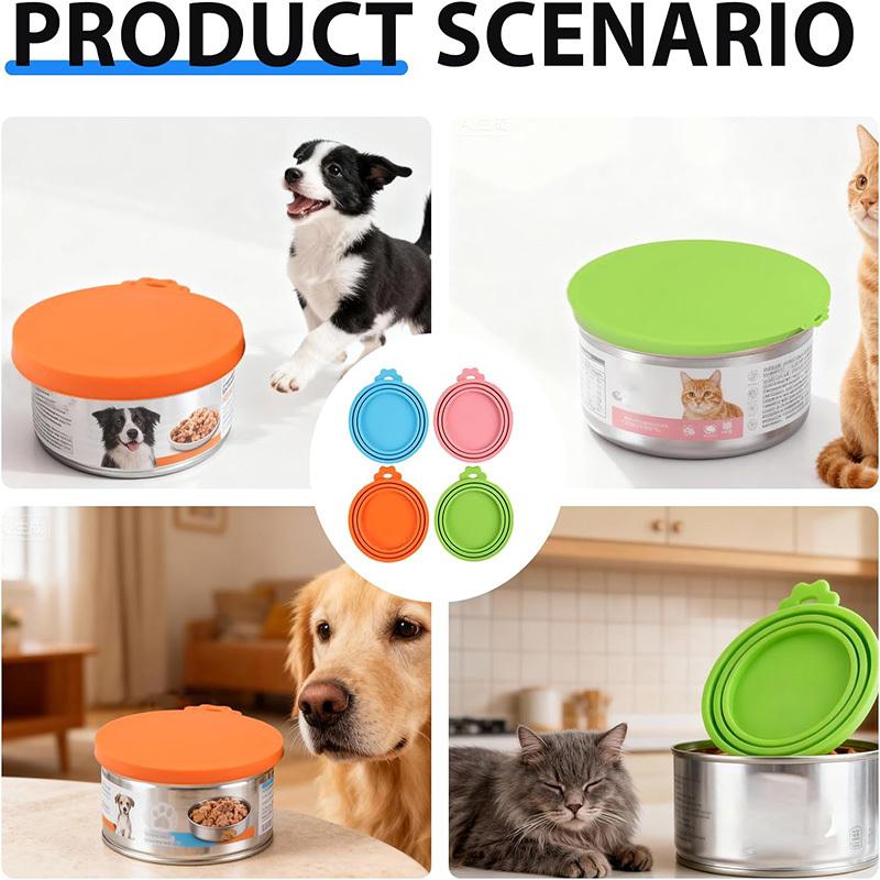 3/4Pcs Silicone Canned Lid Set 3 In 1 Reusable Pet Can Cover Lids Kit for Most Sizes Dog And Cat Cans Food Tin Cover Keep Fresh