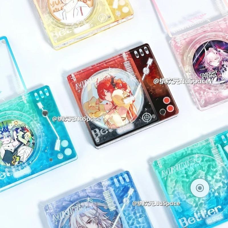 Water Ripple Record Player Shape Clear Acrylic Badge Display Stand Desktop Storage