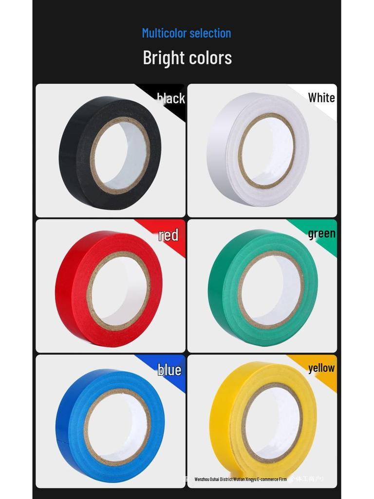 10 Rolls Waterproof Flame Retardant Electrician's Insulating Cloth Tape - High Viscosity, Colored, Large Roll