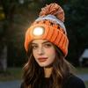 Outdoor ear protectors, wool caps, warm tide lights, anti-piling winter hats, men's and women's black knitted hats, night running