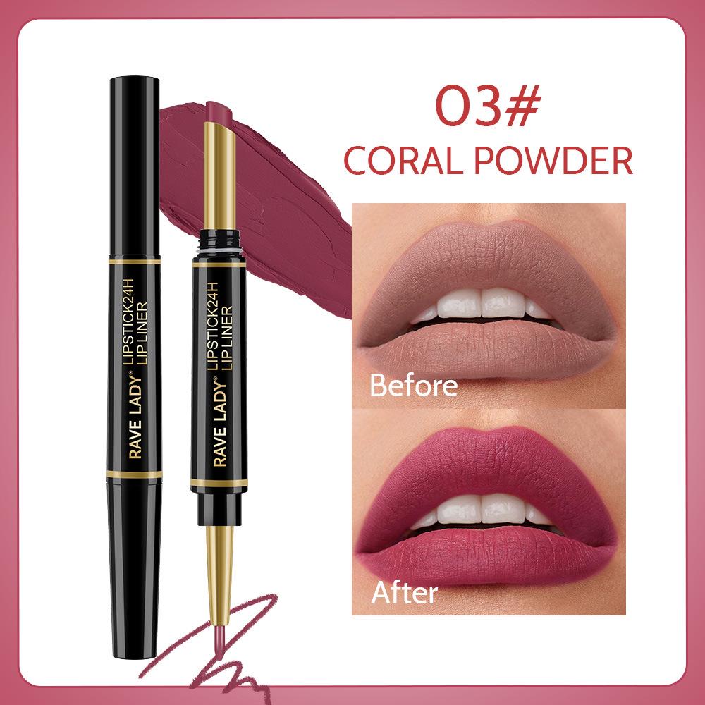 RAVE LADY Double-Ended Waterproof Matte Lipstick & Lip Liner Pen