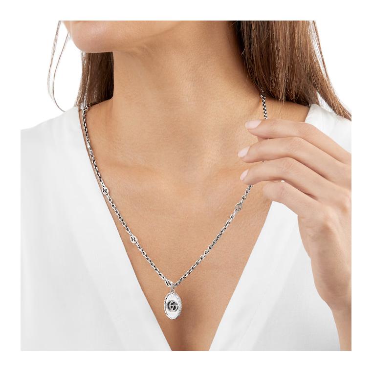 Gucci Double G Series Double G Detail Shiny Necklace Women necklace Silver YBB632540001