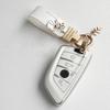 Auto Key Fob Chain Luxury Genuine Genuine Leather Key Ring Pure Color Buckle Auto Key Fob Ring Auto Auto Accessories Gift Auto Key Ring Auto Key