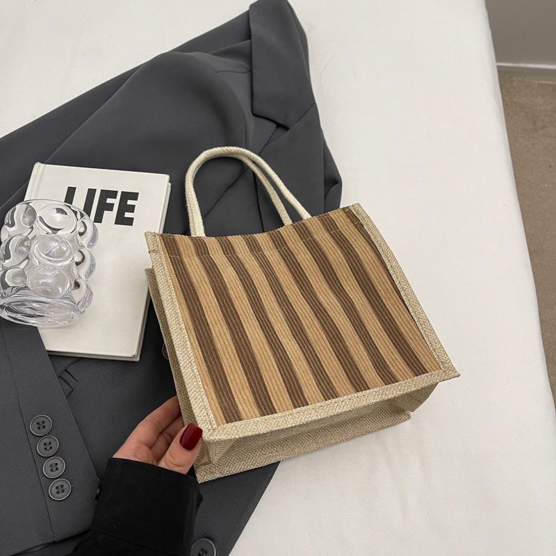 Lunch Box Bento Bag Women'S Fashion Vertical Striped Tote Bag Women Go To Work To Carry Rice Hand Bag