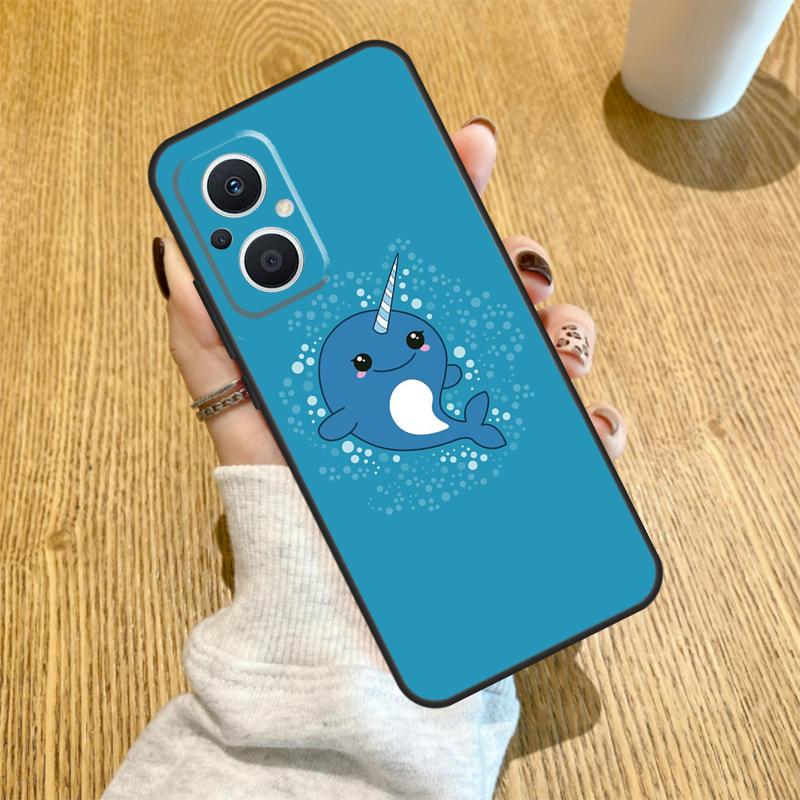Cute Sea Narwhal Quotes Funda For OPPO Reno 12F 11F 13F 14F 8T 8 Lite 10 11 12 13 14 OPPO Find X8 X6 X5 X9 Pro Case