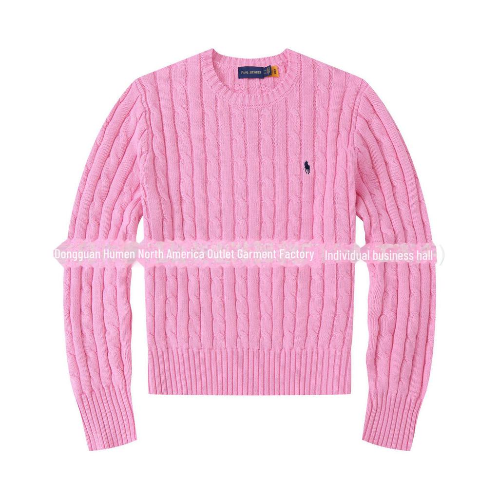 Dámský pletený svetr z čisté bavlny s kulatým výstřihem a logem RL Pony