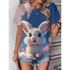 Happy Easter Bunny Egg Print T Shirt For Women Casual Crew Neck Short Sleeve Women's T-Shirt New In Ladies Easter Tees Clothes