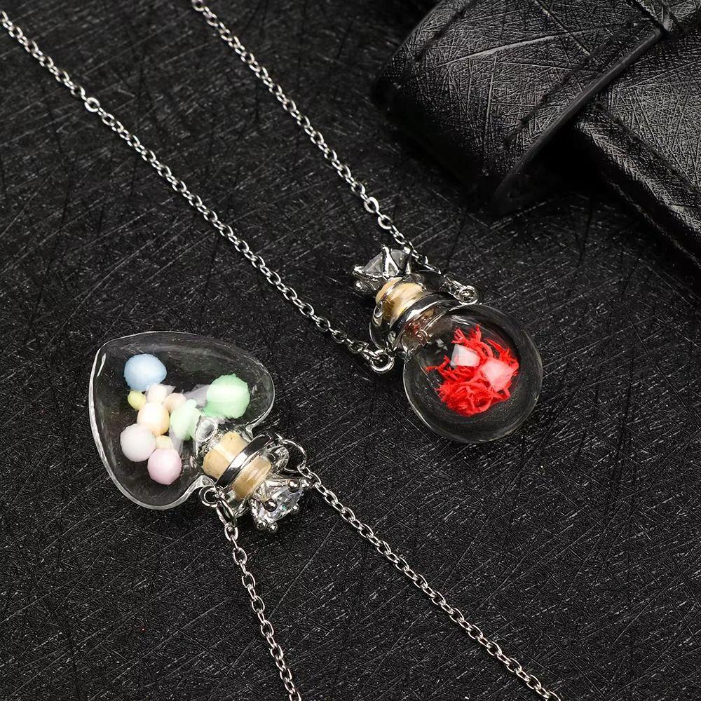 Water Drop Openable Necklace Glaze Bottle Mini Bottles Necklace Glaze Vial Pendant Keepsake