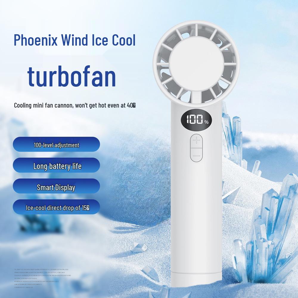 High-Speed 100-Gear Handheld Mini Fan with USB Charging, Long Battery Life, and Digital Display. SL619 100-Speed Handheld Fan белый
