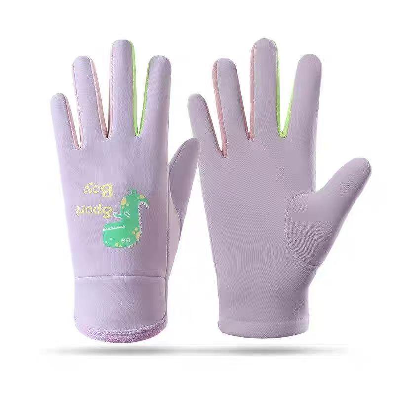 Luvas Luminous de Inverno com Desenhos Animados para Crianças - Forradas com Veludo, à Prova de Vento e Repelentes à Água para Ciclismo na Primavera e Outono