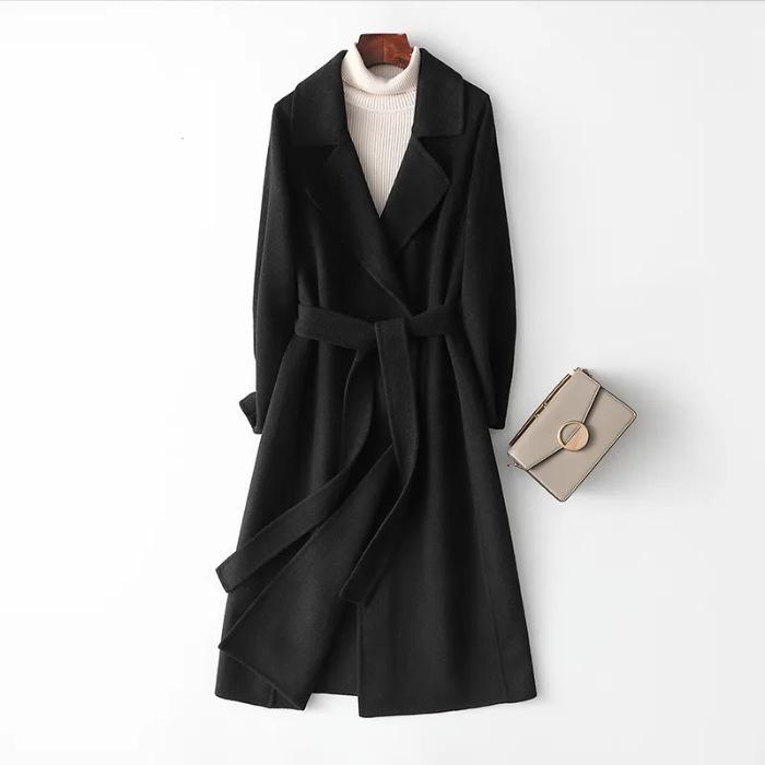 Dames Lange Draak & Feniks Vetersluiting Nylon Jas - 2023 Slim Over-de-Knie Wollen Stijl, High-End Mode.