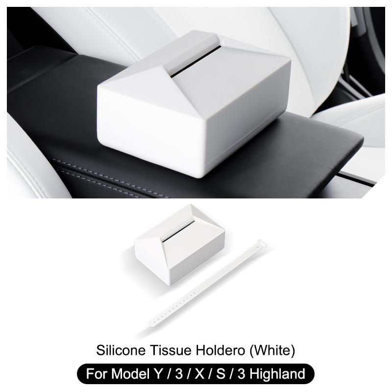 For Tesla Model 3/Y/X/S/3 Highland Car Tissue Holder Box Armrest Seat Back Napkin Center Console Storage Bag Silica Paper Holder