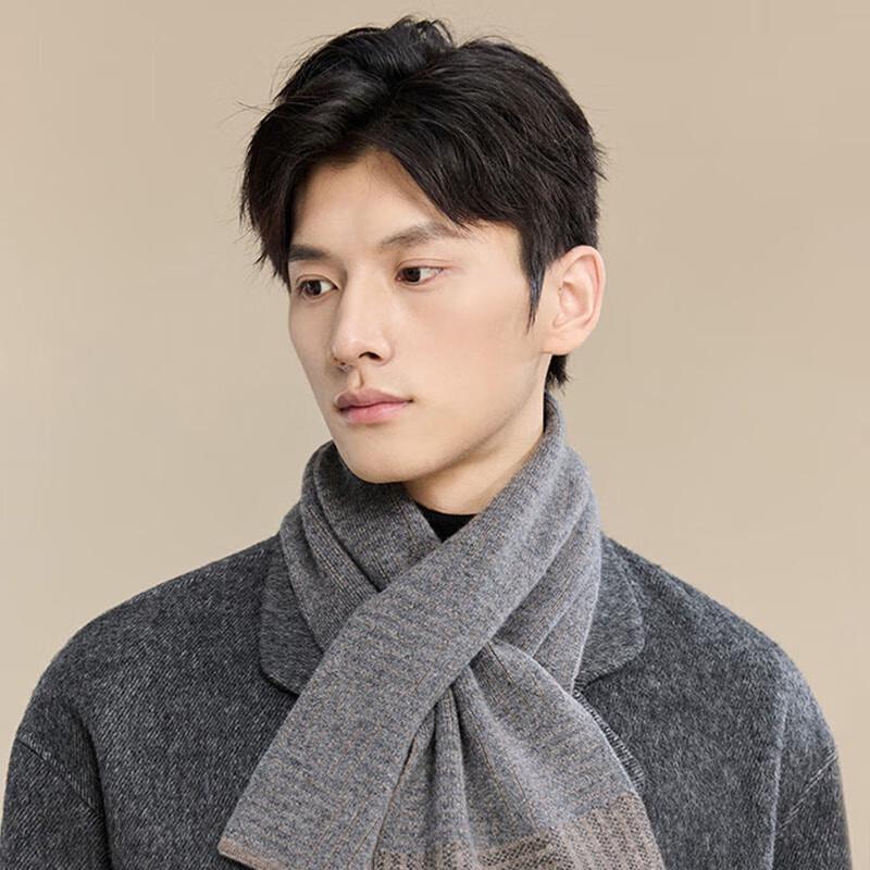 JIUMU Men's Autumn Winter Wool Cashmere Scarf