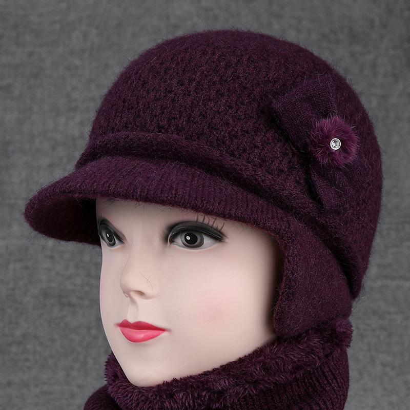 Hat Ladies Ear Protector Warm Wool Hat Winter Grandma Fleece Cold Hat