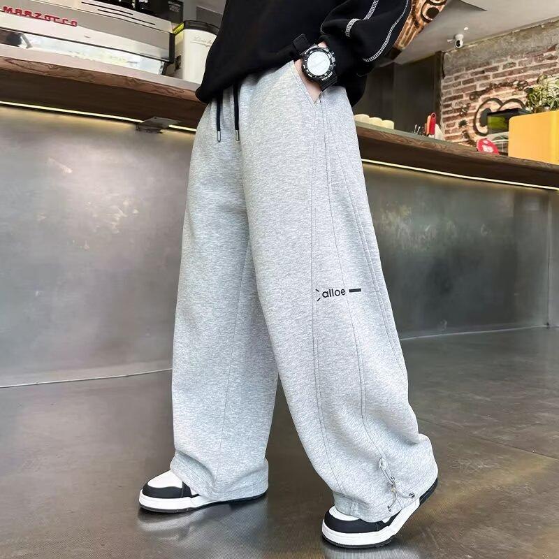 Herbst Jungen Freizeit Hose Kinder Locker Baumwolle Sport Hose 120-170 Dunkelblau Grau Hose für Kinder Frühling Kinder Kleidung 2025 140 grau
