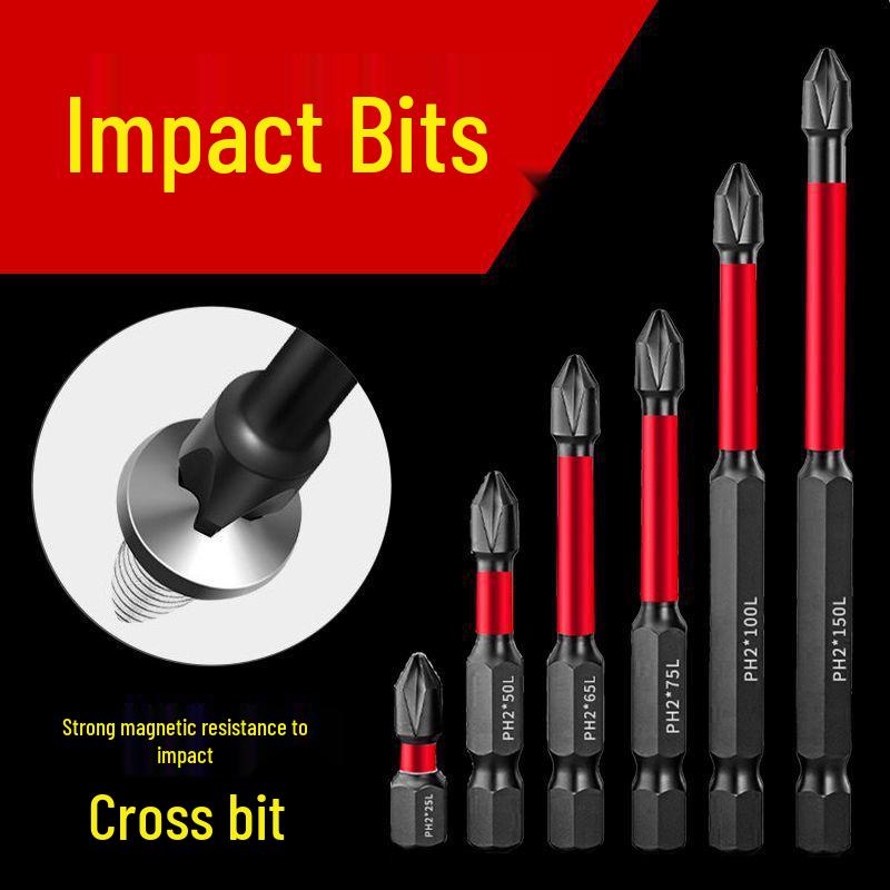 Tungsten Steel Non-Slip Magnetic Phillips Screwdriver Bits - Impact-Resistant and Super Hard for Electric Drills
