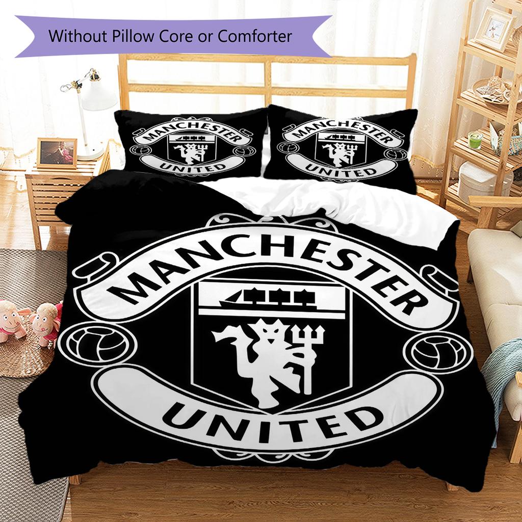 Man Utd Bedding Quilt Set Quilt Cover Pillowcase Home Decoration Birthday Gift (1 * Duvet Cover + 2 * Pillowcase, Without Core)