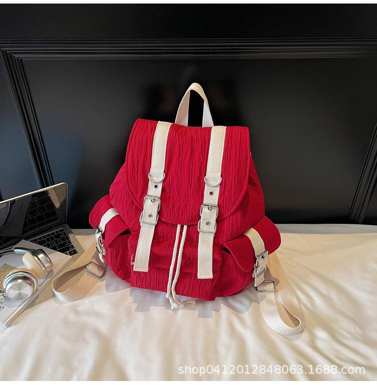 

Fashion backpack 2025 new lightweight canvas bag nylon large capacity Korean commuter travel schoolbag backpack tide бордовый