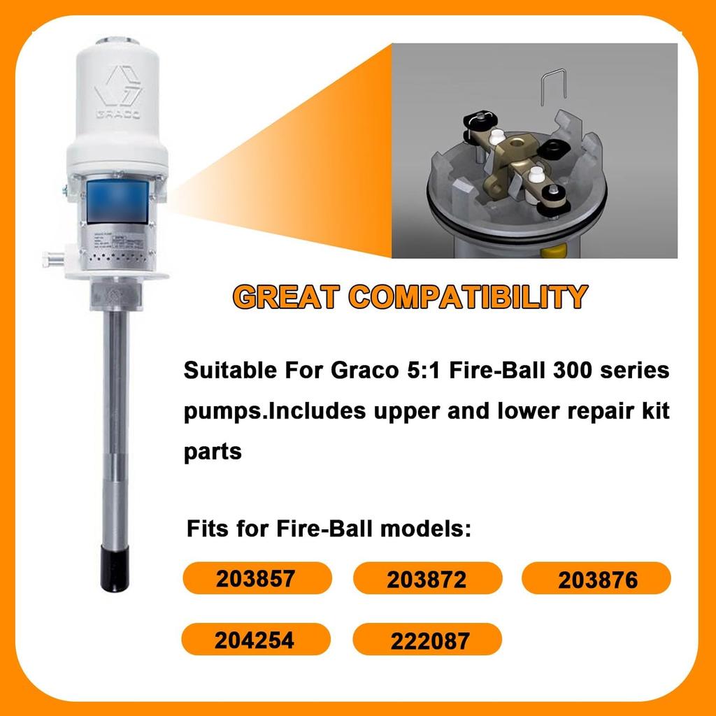 238286 Air Motor Repair Replacement kit 238-286 Pump Repair Kit suitable for Graco 300 5:1 Ratio Fire Ball 300 Oil Pumps