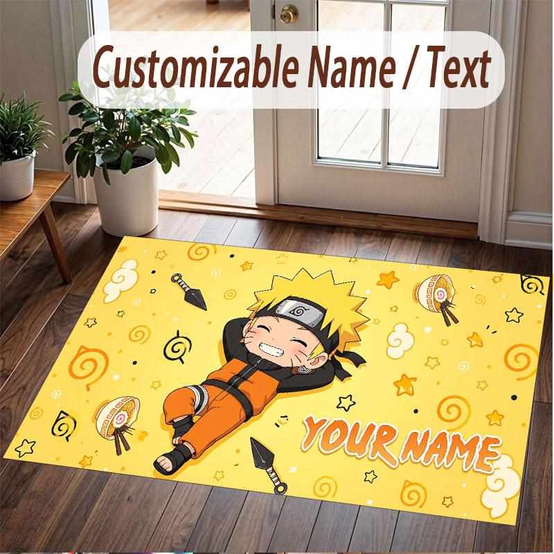 Custom Name Crystal Velvet Rug,Naruto Comfortable Anti Slip Floor Mat For Room Decoration