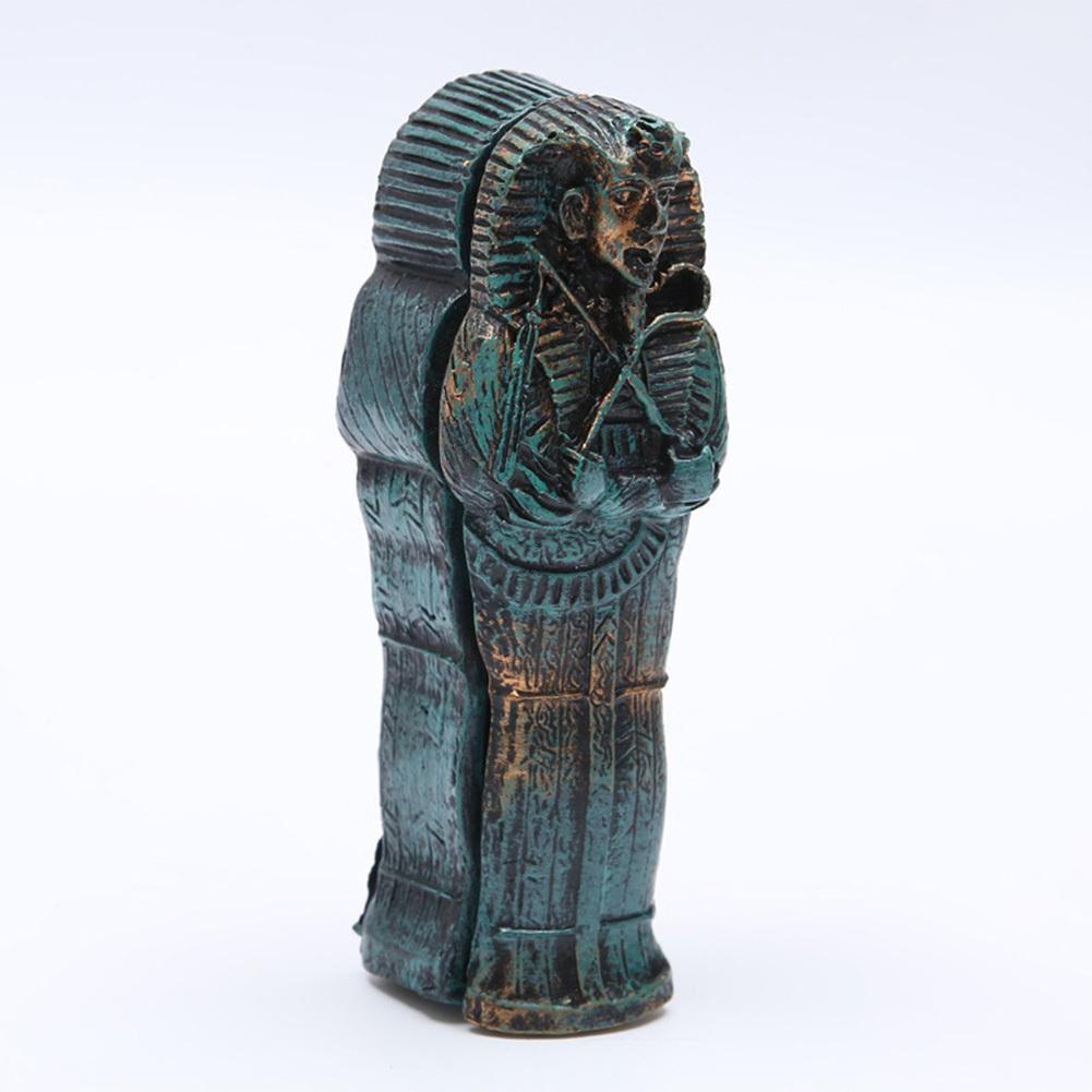 Resin Egyptian Statue Resin Craft Aquarium Decoration Ancient Egyptian Mummy Figurine With Coffin Ornament For Fish Tank Decor