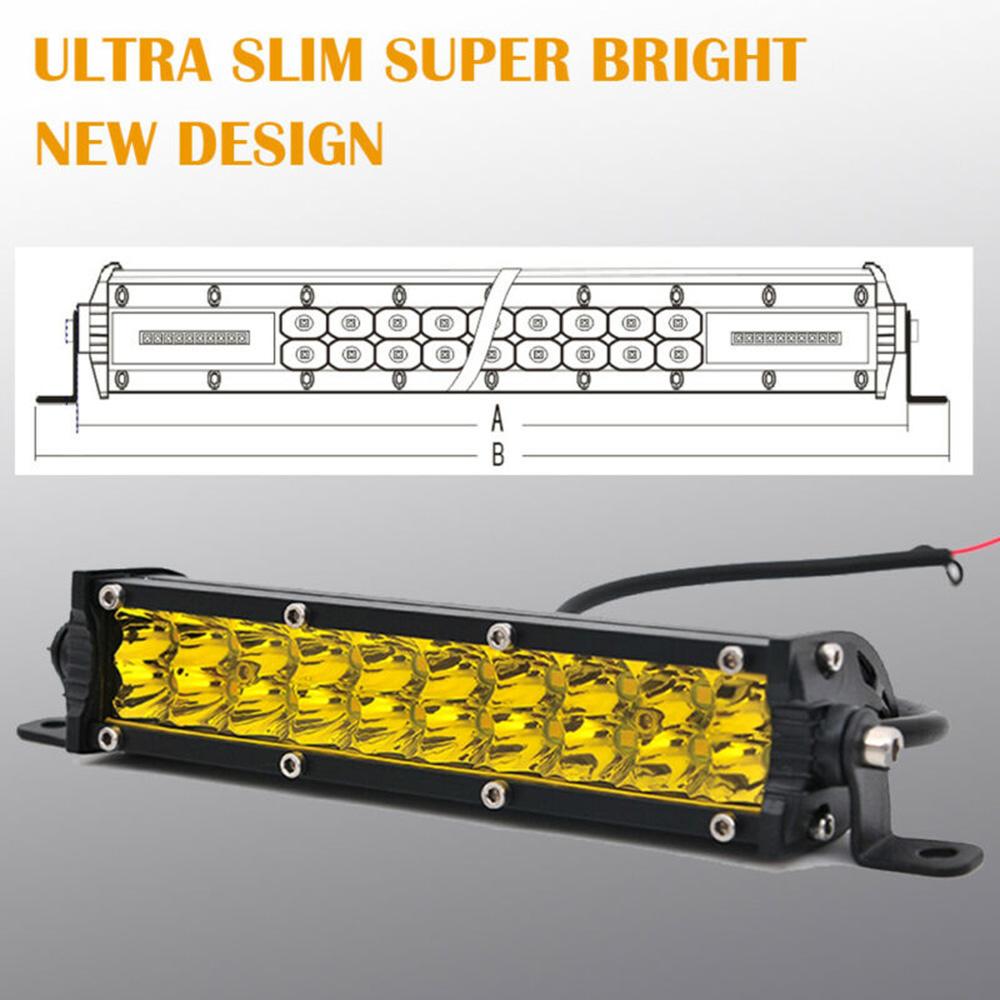 7in 60W Yellow Lens LED Work Light Bar Offroad Fog Driving Lamp IP68 Water Proof Car 4WD Truck Lamp