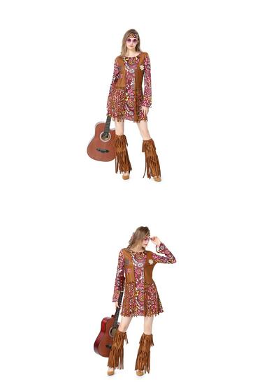 Halloween Hippie Tassel Costume Set: Retro Bohemian Skirt, Euro-American Hip Hop Cosplay