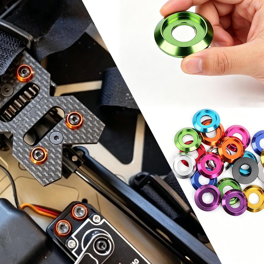 4-25 Stück Eloxierte Bunte Aluminiumscheibe M2 M2,5 M3 M4 M5 M6 M8 für Senkkopfschraube ISO7380 Elektronik Drohne DIY Dichtungen