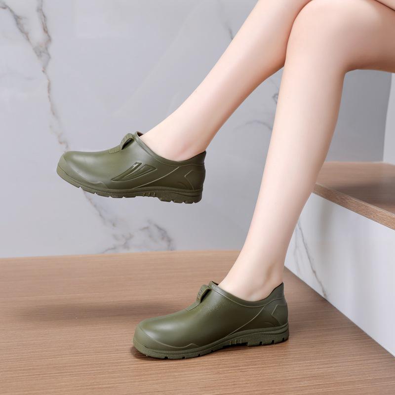 

Unisex Korean Style Waterproof Non-slip Short Rain Boots - Fashionable All-Season Low-Cut Rubber Shoes 41 зелений