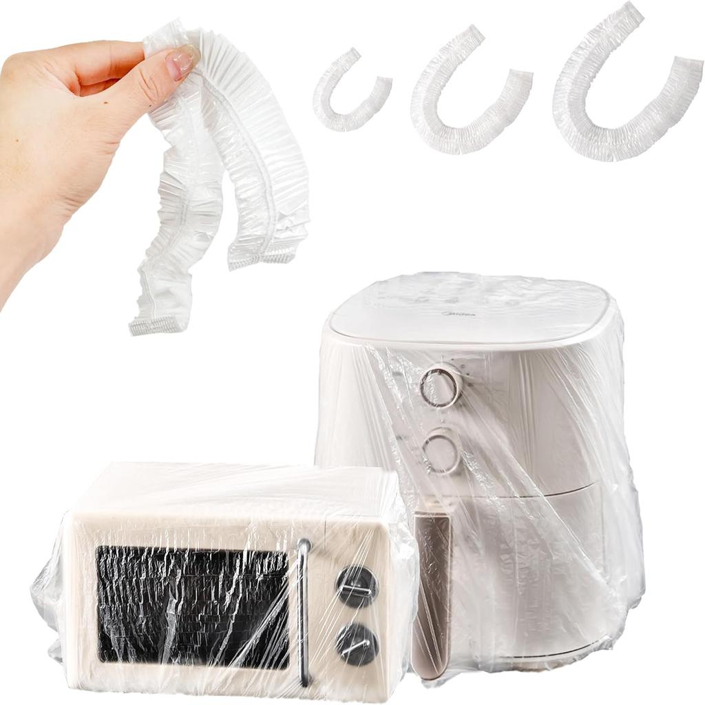 60 Clear Appliance Covers Thick Disposable Dust Protectors with Elastic for Small Kitchen Appliances Oven Pressure Cooker Toaster Air Fryer Pot